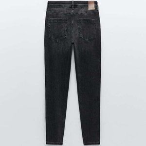 ZARA Mid Rise Black Skinny Zipper Jeans
